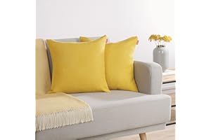 Blumtal Federe Cuscini Divano in Ciniglia, Copricuscini Divano, Federe Cuscino Divano, 2 Pezzi, 60 x 60cm, Senape