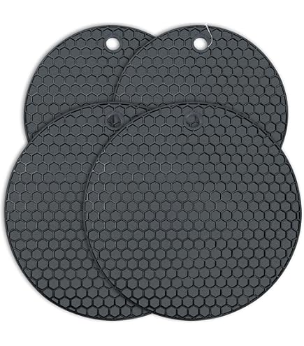 CHENGCKJ 4 stuks onderzetters, katoenen draad, geweven mat, geïsoleerde placemat, 4 kleuren, ronde gevlochten onderzetters, hete pothouder, placemats voor keuken, potten, pannen en borden CHENGCKJ 4 stuks onderzetters, katoenen draad, geweven mat, geïsoleerde placemat, 4 kleuren, ronde gevlochten onderzetters, hete pothouder, placemats voor keuken, potten, pannen en borden