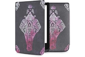 kwmobile Etui kompatybilne z Pocketbook Touch Lux 4/Lux 5/Touch HD 3/Color (2020) Etui - Okładka czytnika e-booków - Szkic słonia Ciemnoróżowy/Antracyt