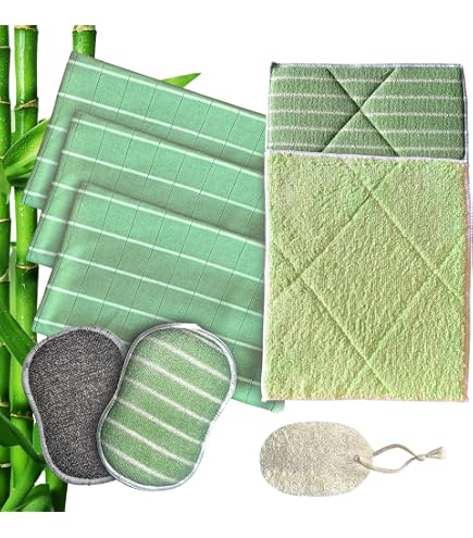 Lot De 6 Chiffons Bambou Microfibre 18x23 Cm - Ultra Absorbants, Doux, Pour Cuisine, Vitres, Poussière - 9