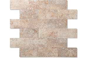 OYASIMI Peel and Stick Backsplash, PVC Wall Tiles Stick on Tiles Stone Backsplash for Kitchen, Bathroom,Fireplace,Laundry Room, Camper in Tawny Sandstone (12''x12'', 10 Sheets)