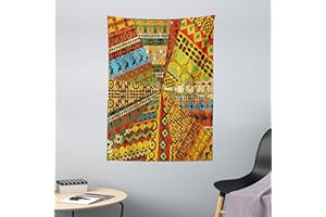ABAKUHAUS Africano Arazzo, Grunge Motivi, Decorazione murale in Tessuto per Camera da Letto, Soggiorno, dormitorio, 110 x 150 cm, Senape Verde