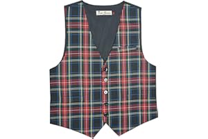 Retro Seventy2 Chalecos de cuadros Stewart para hombre, de tweed, formal, clásico, para boda, fiesta, chaleco