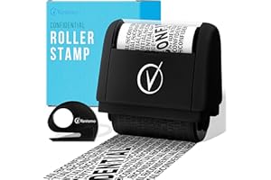 VANTAMO Kit ancho de sellos de rodillo de protección de identidad, diseñado para seguridad de oscurecimiento de identificación confidencial segura (Negro Elegante + cortador de cajas)