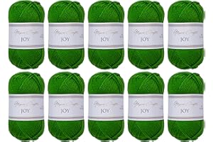 Utopia Crafts JOY Uni Strick- und Häkelgarn, Weich, Pflegeleicht, 100% Polyacryl, 10x 50 g Knäuel, 150m (Smaragdgrün)