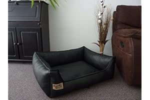 Hundebettenmanufaktur 130 cm X 100 cm Panier de Chien Similpelle Cuir synthétique Noir