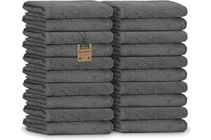 NatureMark Gästetücher – 20er Pack (30x50 cm), 100% Baumwolle, Oeko-TEX Zertifiziert, weich, saugfähig und pflegeleicht – Für Bad, Gäste & Spa – Anthrazit Grau