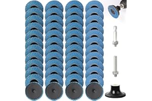 PMIQSA 75 Pcs Roll Lock Flap Disc Grinding Sanding Wheel Set, 2 Inch (50mm) Quick Change Sanding Discs, Grit 40/60/80/120, for Angle Grinder Grinding Metal Polish Finish Burr Rust Paint Removal