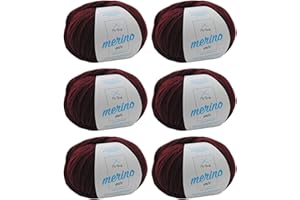 MY OMA Merinowolle zum Häkeln - Merino Wolle bordeaux (Fb 4) - 6 Knäuel dunkelrote Wolle zum Stricken - Wolle Mix + GRATIS MyOma Label - 50g/120m - MyOma Wolle - weiche Wolle - Merinogarn