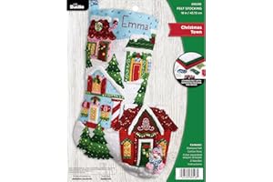 Bucilla Felt Stocking Applique Kit 18" Long-Chistmas Town -89528E
