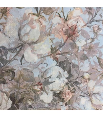 Table Kind 100 Bulk Pack Soft Recycled Paper Napkins, Floral Disposable Party Serviettes For Weddings Or Everyday, Eco-Friendly, Kraft Unbleached Home Compostable Recyclable Made In EU, 2ply, 13 Inch