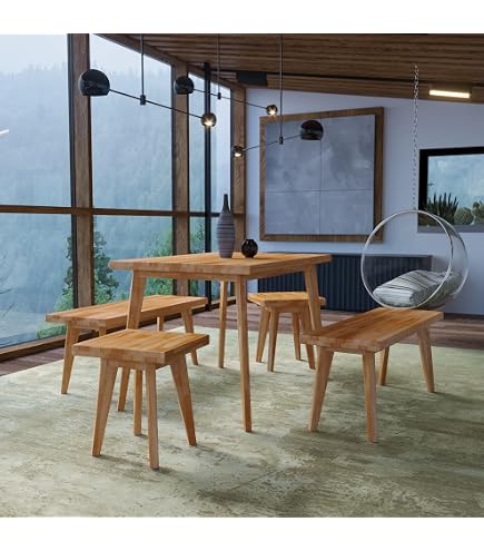 Banc Berlin En Hêtre Massif Krok Wood - Design Moderne 94x35x45 Cm - Pour Salle à Manger Et Cuisine