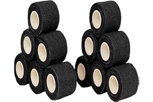 Venda cohesiva autoadhesiva 12 unidades 5cm x 4,5m. Vendas autoadhesivas para crossfit, futbol, fisioterapia y veterinaria. Venda cohesiva apta como vendas para perros. Vendaje marca Vendari. (Negro)