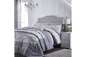Catherine Lansfield Damask Jacquard 240x260cm Bedspread Silver Grey