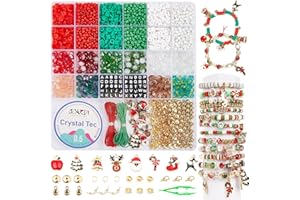 OCARDI Christmas Bracelet Making Kit,Pony Beads&Clay Beads for Christmas Crafts Jewellery Making,Arts and Crafts for Kids,Friendship Bracelet Kit for Teenage Girls Gifts Age 5-12