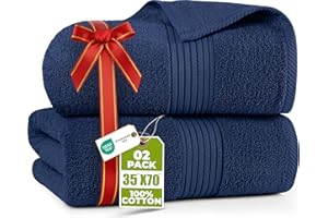 ‎UTOPIA TOWELS Utopia Towels - (Opakowanie 2 szt.) Luksusowy bardzo duży ręcznik kąpielowy - 100% czesana bawełna pierścieniowa, bardzo miękka i bardzo chłonna, grube duże ręczniki łazienkowe 90 x 180 CM (Granatowy)