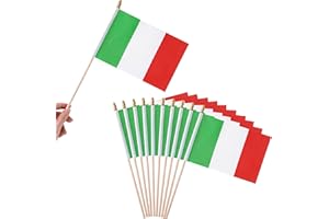 BIGTREE Bastone di Legno 10 pezzi bandierine italia bandiera italiana piccola bandiere Bandiere Dell'Italia 21.5x14 cm fascia tricolore sindaco Bandiera con bastone in legno naturale da 30 cm