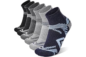 ANTSANG 6 Paia di Calzini di Lana Merino per Caviglia da Corsa Escursione Camminata Lavoro Respirabili Termici Caldi Spessi Imbottiti Calzini Corti per Donna e Uomo