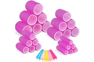 HUANMIN Bigodini grandi, 24 bigodini per capelli 44/36/25/15 mm, bigodini grandi ricci, bigodini per capelli lunghi, bigodini