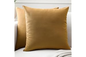 Encasa XO Baumwoll-Kissenbezüge, 2er-Set I 18x18 in (45x45 cm) - Senf I kein Einsatz I einfach Kissenbezüge I Maschinenwaschbar | Nur Innen benutzen