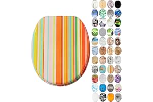 Sanilo Soft Close Toilet Seat, Wide Choice of New Toilet Seats, Stable Hinges, Easy to Mount (Starstripes)