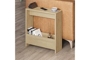 HOCUS PICUS Hocuspicus Side Table with Magazine Rack for Living Room and Office - Many Colour Options - Side/End Table - 55 x 20 x 60cm (Oak)