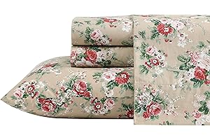Laura Ashley - Set di biancheria da letto king size, in percalle di cotone, leggero e traspirante, decorazione per la casa (Ashfield beige, king size)