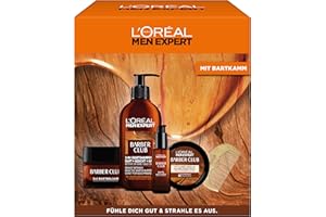 ‎L'OREAL PARIS L'Oréal Men Expert Barber-Geschenk-Set für Männer, Geschenkset mit Bartshampoo, Bartbalsam, Bartöl, Pomade & Bartkamm, Barber Club, 1 x 30 ml, 1 x 200 ml, 1 x 75ml, 1 x 50ml