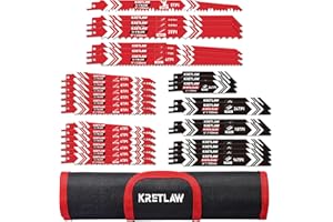 KRETLAW Reciprocating Saw Blades 36-Piece, Cr-V/Bi-Metal Replacement Saw Sabre Blades for Tree Pruning, Wood, Metal and Plastic, with Pouch