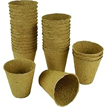 Gro-sure Fibertöpfe Rund – 8 Cm, 48 Stück, Braun, 100% Natürliche Holzfaser, Torffrei & Biologisch Abbaubar