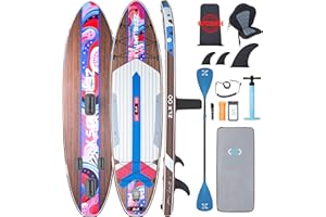 ZLX 320 CM Planche de Paddle Gonflable avec Accessoires Sup Premium pour Tous Niveaux Enfants et Adultes Large et Stable Pont antidérapant Pagaie réglable Ajustable,Laisse et Sac