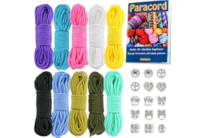 MONOBIN Micro Paracord Kit with Paracord Instructions, 10 Colors 20FT 2MM Paracord Combo kit with Paracord Beads for Making Paracord Bracelets, Lanyards (10Colors-D, 200FT)