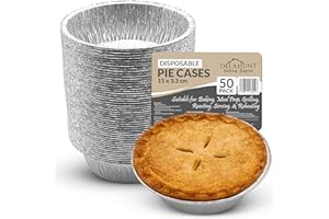 DELAHUNT CATERING SUPPLIES Small Disposable Aluminium Foil Pie Cases [50 Pack] - UK-Made Round Pie Dishes for Baking, Air Fryer, Oven, Microwave, Fridge & Freezer Safe - Individual Pie, Tart & Quiche Tins, Trays (11 x 3.3cm)