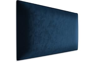 Muralo Samt Wandkissen Stoff Polsterpaneel Schlafzimmer Wohnzimmer Bett Wandpolster Bettkopfteil Lendekissen Modern Luxus Gepolstert Polster Paneel (Dunkelblau, 50 cm x 40 cm)