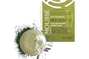 Senso Naturale Mousse Detergente Viso Solido Rigenerante per Pelle Normale e Mista, Sapone Struccante Delicato con Argilla Verde, Spirulina, Oli Essenziali e Vitamina E, 100% Naturale e Biologico