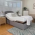 Backcarebeds Majestic Adjustable Electric Bed with Memory Foam Mattress (Single - Woven Ash). Adjustable Single Bed Including Bed Base, Rounded Headboard, Mattress & Hand Controls.