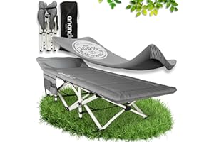 Ananda Goods Feldbett klappbar - Klappbett & Gästebett klappbar, Campingbett faltbar, Reisebett Erwachsene mit Baumwoll-Leinen-Matratze & Bettlaken aus 100% Baumwolle