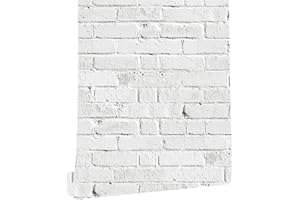 myforHD Papier Peint Auto-adhésif Effet Brique 44cmX300cm Pierre Feuilles Autocollant Amovible Décoratif PVC Vinyle Film Imperméable pour Mur de Cuisine Salon Chambre
