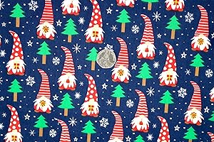 PYRHAN LTD Pyrhan Christmas Polycotton Fabric Prints | 45 Inch Wide Dress Craft Fabric Material by The Metre | Polycotton Print Used in Sewing Kit and Accessories-Quilting Fabric (45-Gnome-Elf)