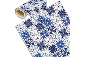 DECORA TU MUNDO - Alfombra Cocina Lavable Antideslizante - Hidraulica- Alfombra vinilica Cocina para Salon - Baño - Pasillo o Terraza - Vinilo Ideal para Exterior (Azul Cuadro Grande 240x60 cm)