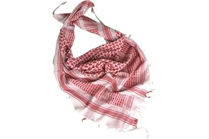 SUNZEL Military Army SAS Style Arab Shemagh Keffiyeh Cotton Desert Tactical Shawl Scarf (WHITE/RED)