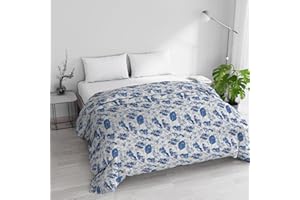 ITALIAN BED LINEN Trapunta Invernale Imbottita Letto Matrimoniale 250x245cm DoubleFace BASIC fantasia FOGLIE, Made in Italy - Piumino Reversibile in morbida Microfibra 200gr/mq - Piumone Lavabile in Lavatrice
