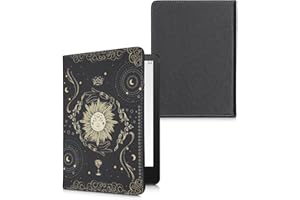 kwmobile Etui kompatybilne z Amazon Kindle Paperwhite (11. generacji - 2021) - Etui PU z paskiem - Karta tarota, ciemnoniebieski/żółty/czarny