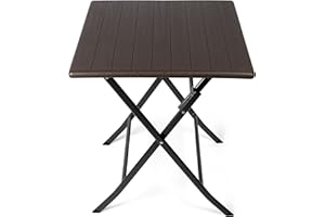 ‎PARK ALLEY Park Alley Beistelltisch in braun - eckiger Gartentisch in Holzoptik - Kunststofftisch für Garten, Terrasse und Balkon geeignet - Bistrotisch mit Stahlgestell
