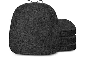 FlyGulls Metal Chair Cushions for Dining Chairs 2" Thick Kictchen Chair Cushions Non Slip Chair Pads with Ties for Metal Dining Chairs Set of 4 (35.5x35.5cm/14x14inch, Black)