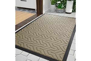 Yimobra Front Door Mats, Heavy Duty Water Absorbent Mud Resistant Easy Clean Entry Outdoor Rugs,Non Slip Backing, Exterior Mats for Outside Patio Porch Farmhouse, 75 x 43 cm, Beige