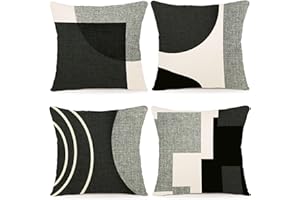 ZWJD Poszewka na poduszkę 45 x 45 cm, zestaw 4 szt., poduszki dekoracyjne, lniane poszewki na poduszki, geometryczny wzór, na sofę, do salonu, 45 x 45 A083-18