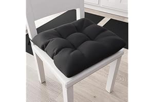 PETTI Artigiani Italiani - Cuscini per Sedia Cucina, Set 6 Cuscini per Sedie Cucina, Coprisedie Cucina in Cotone con Laccetti, Nero, 100% Made in Italy