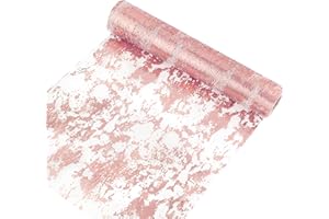 XREE 28cm x 10m Camino de Mesa Rosa, Camino de Mesa Bautizo Camino de Mesa Brillante Camino de Mesa Elegante Decoracion de Mesa para Boda Cumpleaños Celebración Familiar Fiesta en el Jardín Comunión