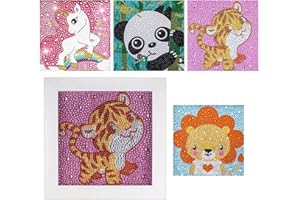 pzihao 4 Pezzi Kit Pittura Diamante 5D Fai-da-Te, Diamond Painting Pittura Diamante Ricamo Immagini Pittura con Numeri Kit Completo per Bambini Ragazze Adulti Home Wall Decor - 15x15 cm